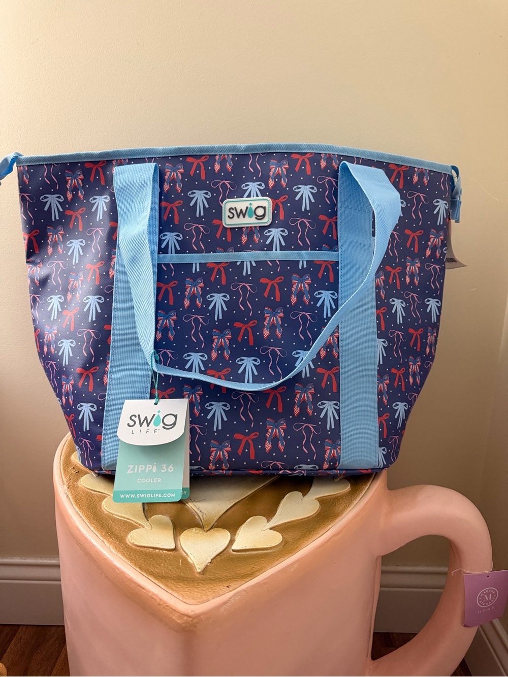 Swig 4th of July Zippi 36 Oz Insulated Cooler Bag with Patriotic Bows